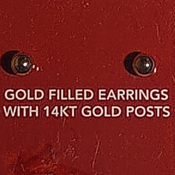 Earrings, Gold Filled, Bright Yellow Gold, 6mm 14 KT Gold Post Earrings, NIP - Picture 1 of 3